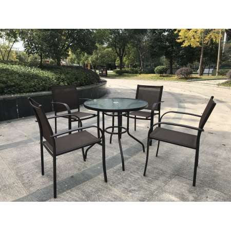 CONJUNTO MESA BARCELONA DIAM.90 + 4 SILLAS